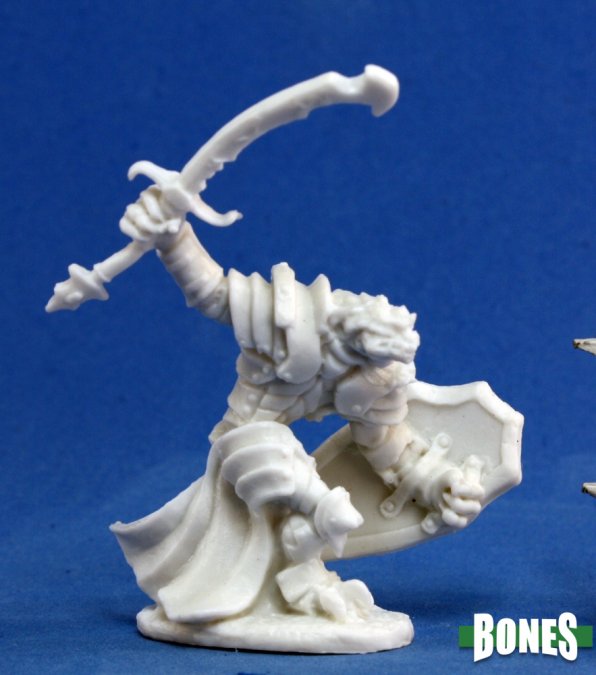 Reaper Dragonman Warrior Miniature - Dark Heaven Bones Plastic Figure
