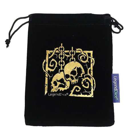 Skull Dice Bag - Black with Gold