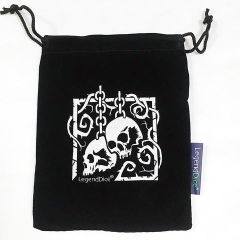 Skull Dice Bag - Black with Silver